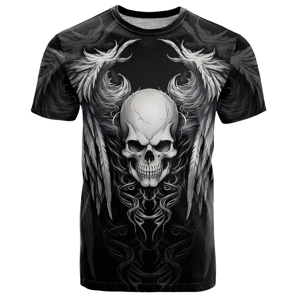 Skull and Wings T-Shirt Even The Devil Was Once An Angel Graphic Tee