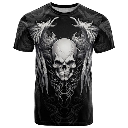 Skull and Wings T-Shirt Even The Devil Was Once An Angel Graphic Tee
