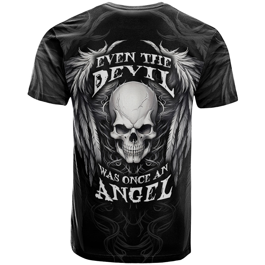 Skull and Wings T-Shirt Even The Devil Was Once An Angel Graphic Tee