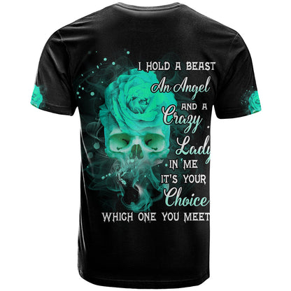I Hold A Beast An Angel Crazy Lady In Me T-Shirt Graphic Tee