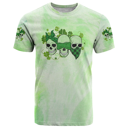Stuck Between Idk Idc And Idgaf Rose Skull Patrick's Day T-Shirt Graphic Tee