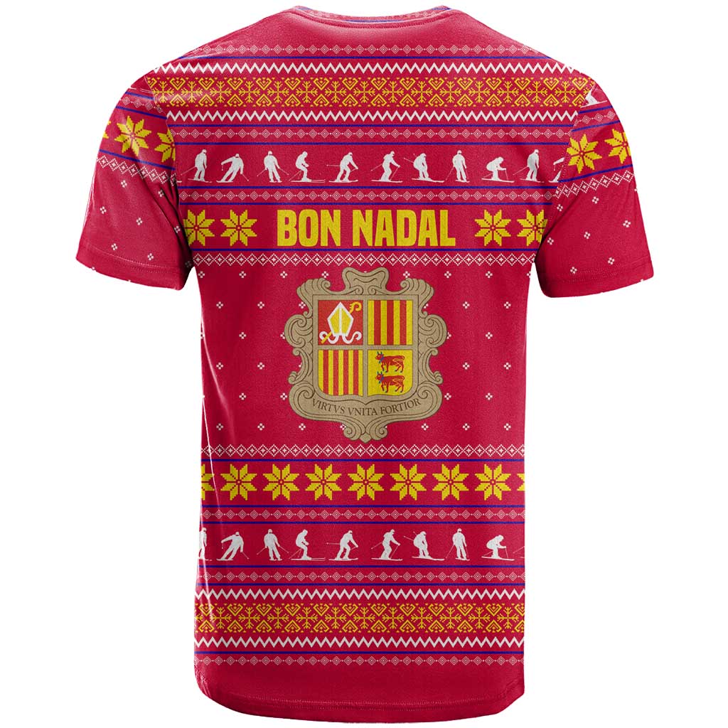 Bon Nadal Andorra Christmas T-Shirt with Fox Snowy Trees and Andorran Flag Graphic Tee