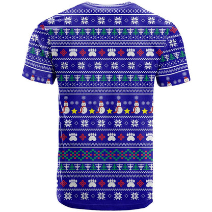Bon Nadal Andorra Christmas T-Shirt Holiday Bear, Snowflakes, Paw Prints & Winter Graphic Tee