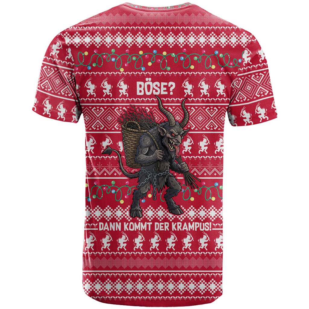 Austria Christmas T-Shirt with German Text Red Pattern and Festive Lights Graphic Tee