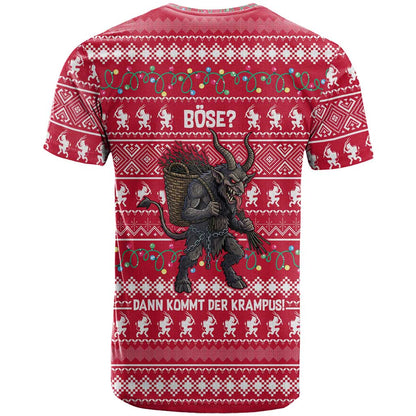 Austria Christmas T-Shirt with German Text Red Pattern and Festive Lights Graphic Tee
