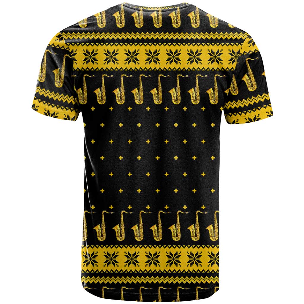 Saxophone The Instrument For Intellegent People Christmas T-Shirt Xmas Holiday Patterns Graphic Tee
