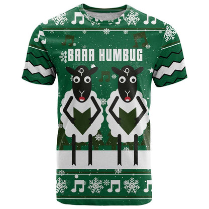 Sheep Baaa Humbug Christmas T-Shirt Xmas Holiday Patterns Graphic Tee