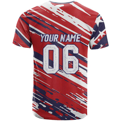 Personalized Patriotic Motocross T-Shirt with USA Flag Colors Dirt Bike Racing Design Graphic Tee