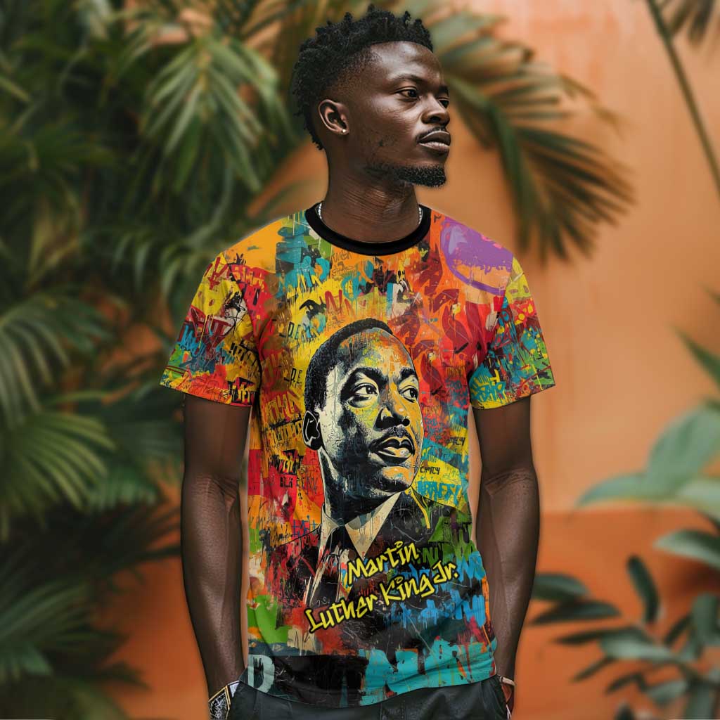 Martin Luther King Jr T-Shirt Colorful Street Art Portrait Black History Graffiti Style Graphic Tee