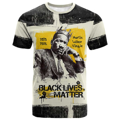 Martin Luther King Jr T-Shirt Black Lives Matter Street Art Portrait Civil Rights Tribute Bold Striped Graphic Tee