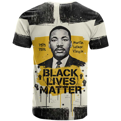 Martin Luther King Jr T-Shirt Black Lives Matter Street Art Portrait Civil Rights Tribute Bold Striped Graphic Tee