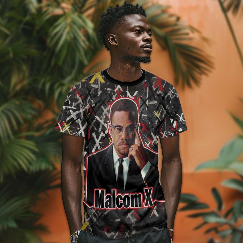 Malcolm X T-Shirt Street Art Style Portrait Quote The Future Belongs to Those Who Prepare Civil Rights Tribute Graphic Tee
