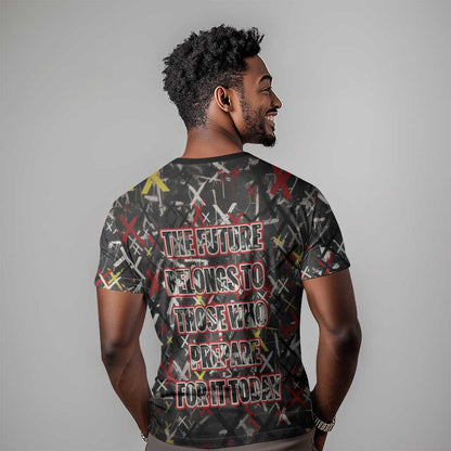Malcolm X T-Shirt Street Art Style Portrait Quote The Future Belongs to Those Who Prepare Civil Rights Tribute Graphic Tee