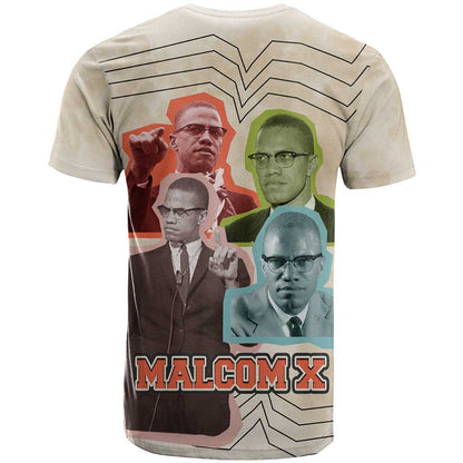 Malcolm X T-Shirt Pop Art Portrait Collage Civil Rights Activist Retro Style Design Graphic Tee