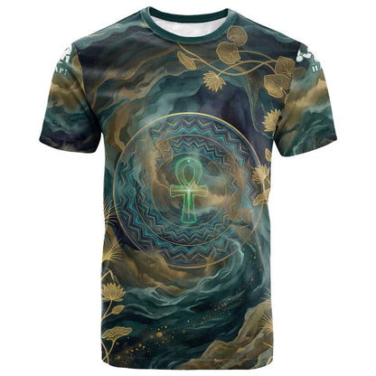 Egyptian Hapi T-Shirt God of the Nile Ankh Symbol Lotus Flowers and Sacred River Energy Graphic Tee