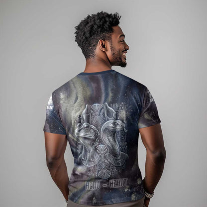 Egyptian Heh and Hauhet T-Shirt Serpent Duo Design Cosmic Infinity and Eternal Balance Motif Graphic Tee