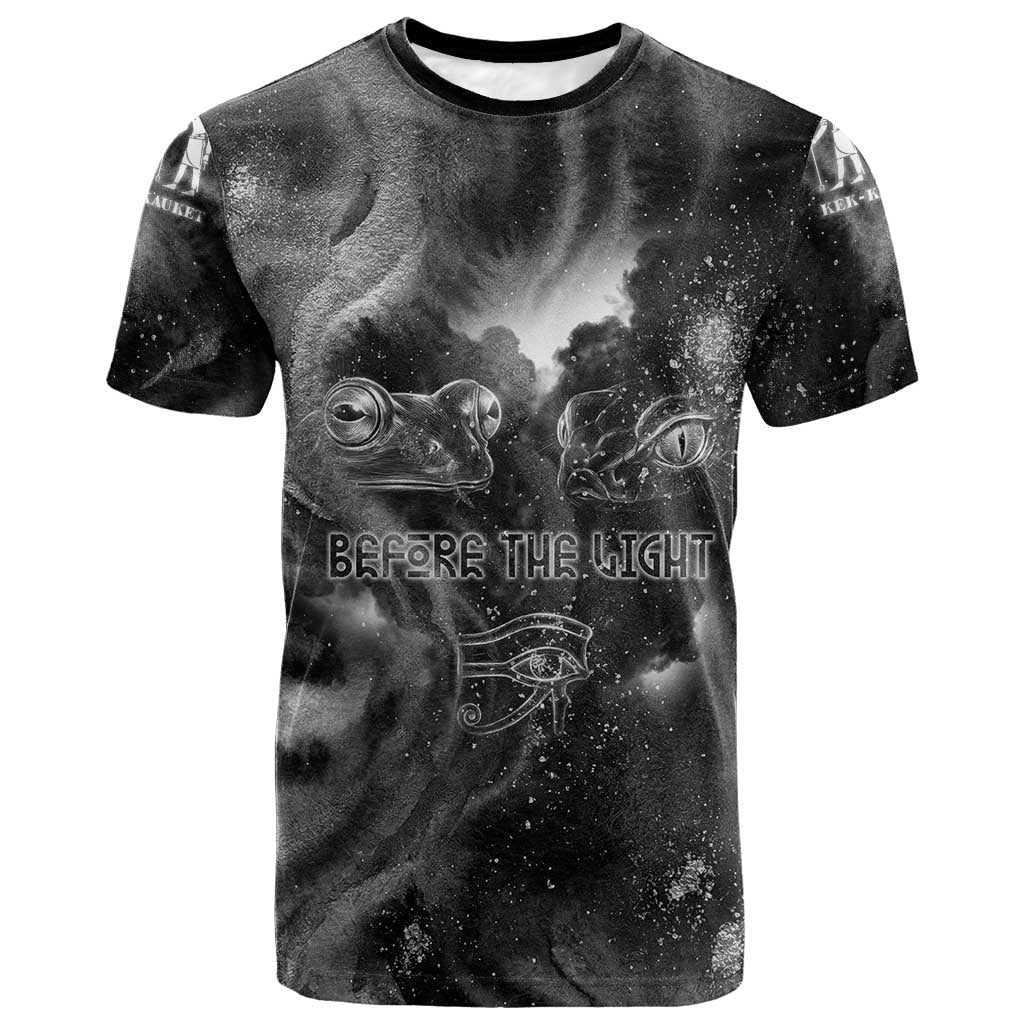 Kek and Kauket Egyptian T-Shirt Primordial Darkness Design Cosmic Frogs and Serpents Graphic Tee