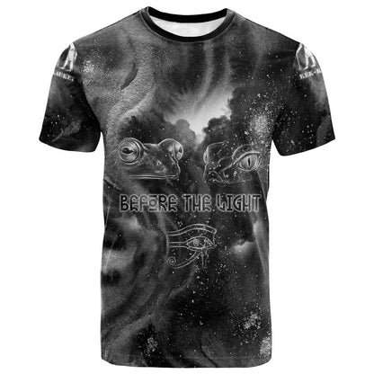 Kek and Kauket Egyptian T-Shirt Primordial Darkness Design Cosmic Frogs and Serpents Graphic Tee