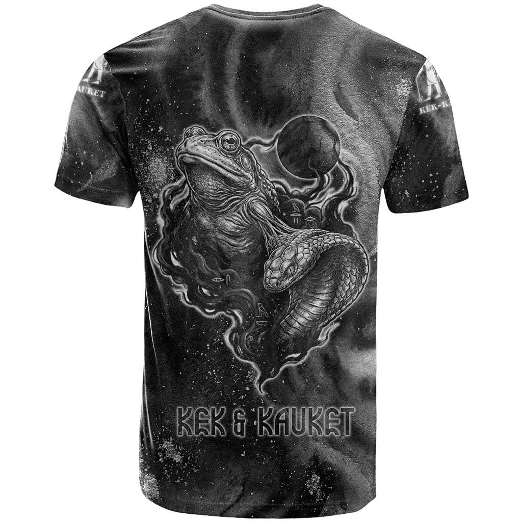 Kek and Kauket Egyptian T-Shirt Primordial Darkness Design Cosmic Frogs and Serpents Graphic Tee