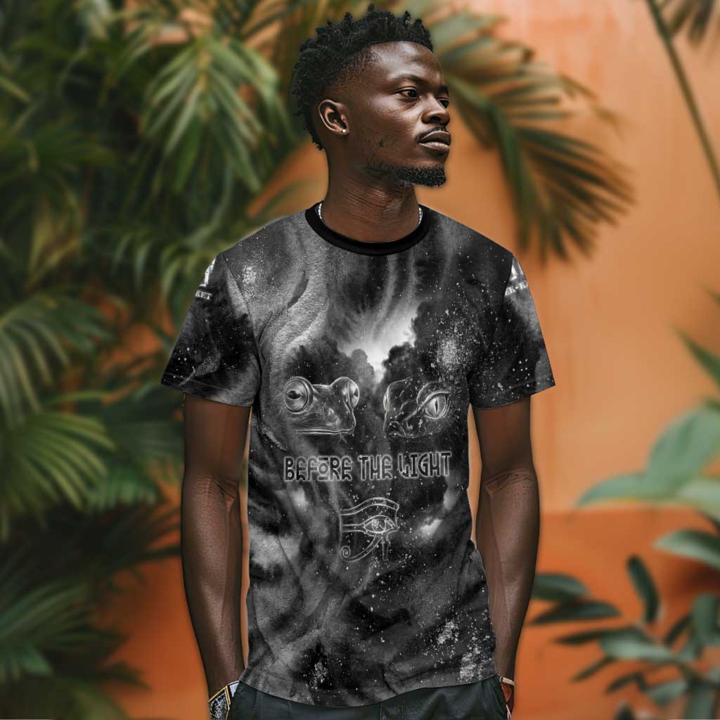 Kek and Kauket Egyptian T-Shirt Primordial Darkness Design Cosmic Frogs and Serpents Graphic Tee