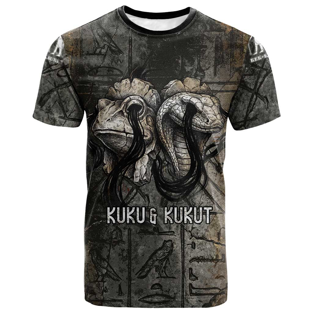 Egypt Kek and Kauket T-Shirt Ancient Void Theme with Frog and Serpent Duality Graphic Tee