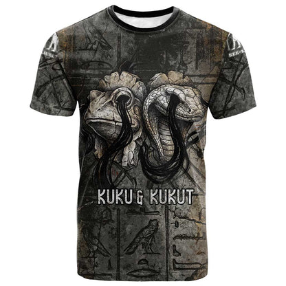 Egypt Kek and Kauket T-Shirt Ancient Void Theme with Frog and Serpent Duality Graphic Tee