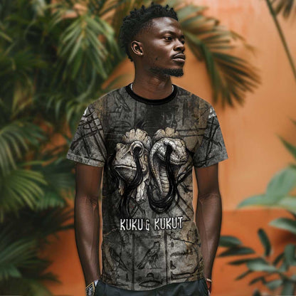 Egypt Kek and Kauket T-Shirt Ancient Void Theme with Frog and Serpent Duality Graphic Tee