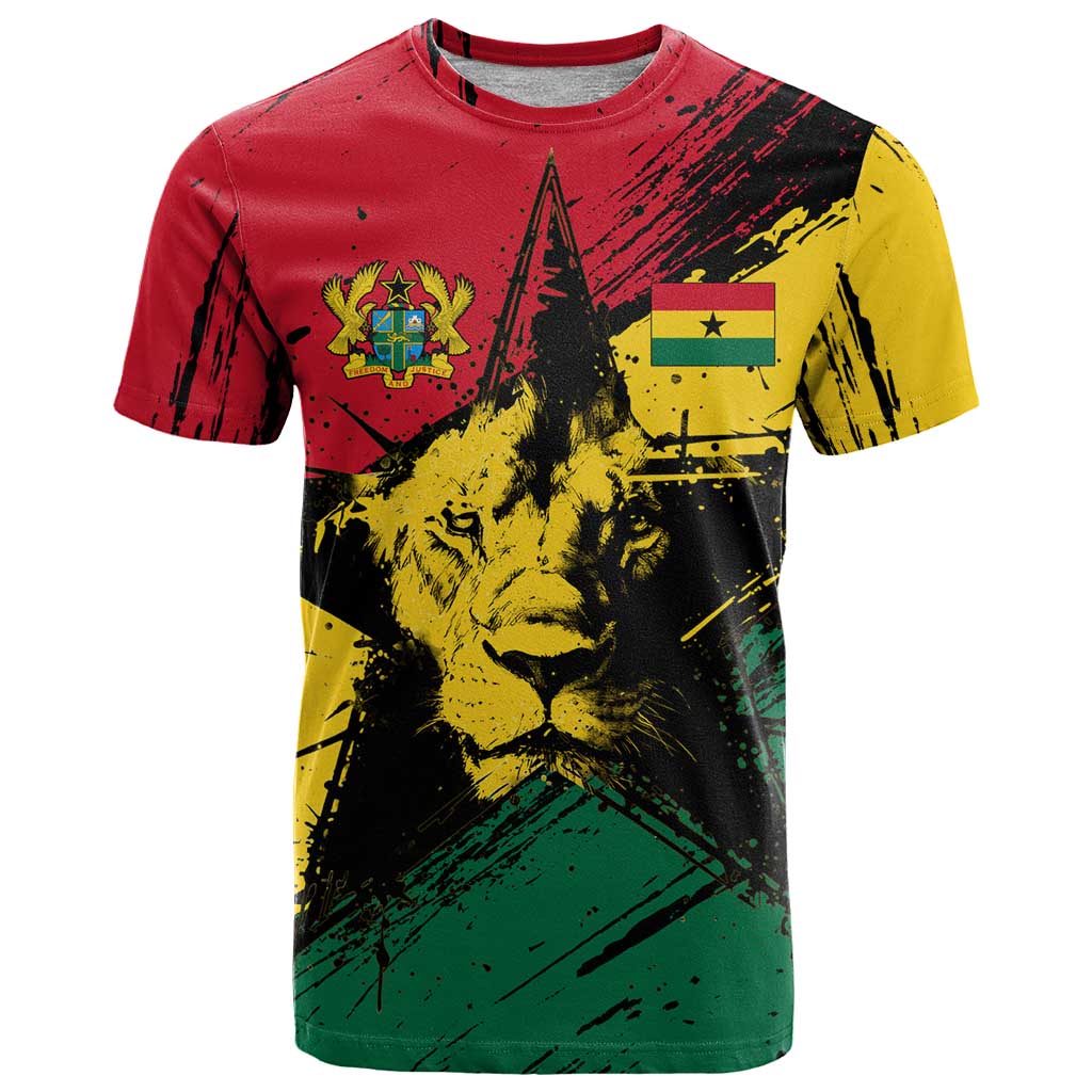 Ghana Flag T-Shirt with Coat of Arms Design Graphic Tee