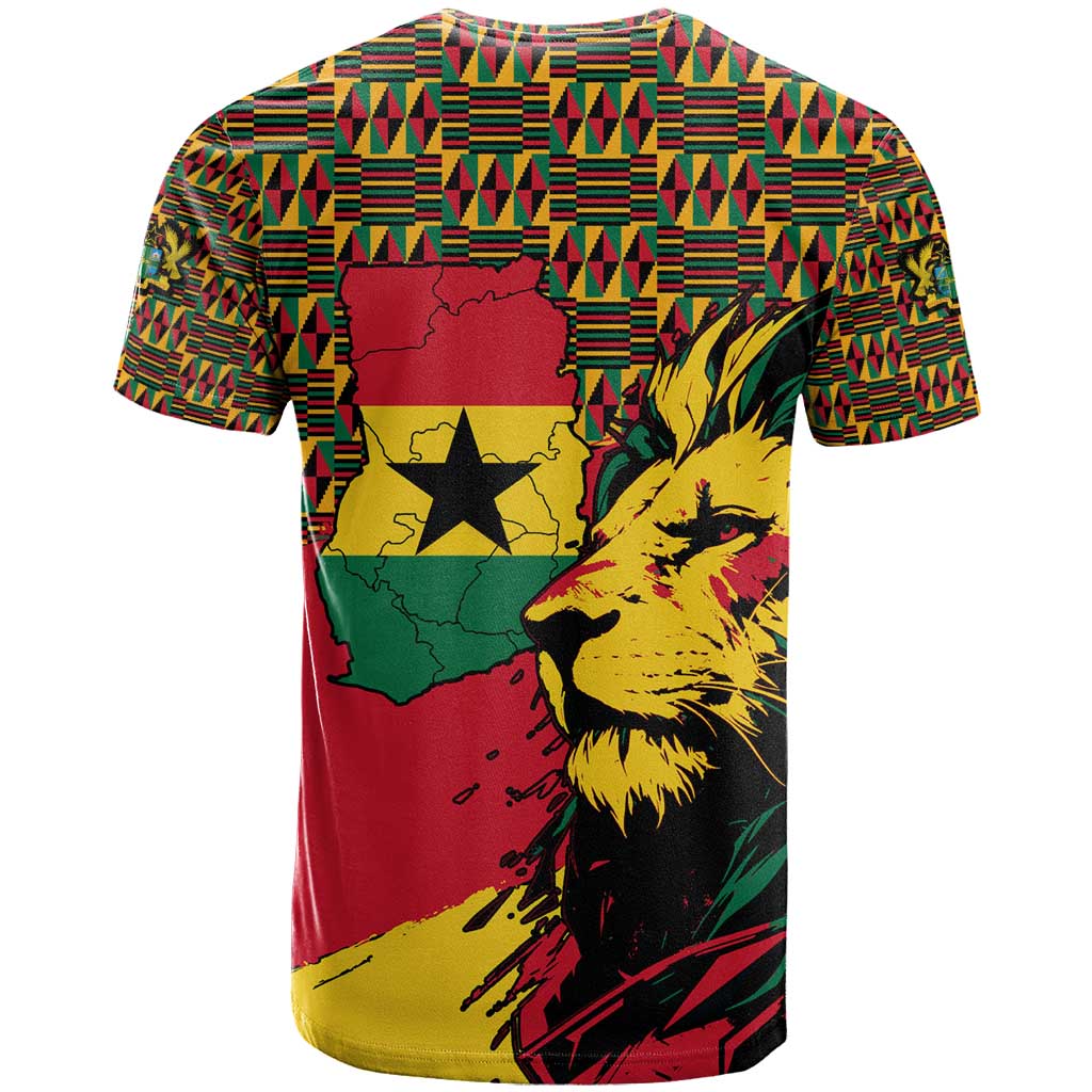 Ghana Lion T-Shirt - Map & Coat of Arms Grunge Style Design Graphic Tee