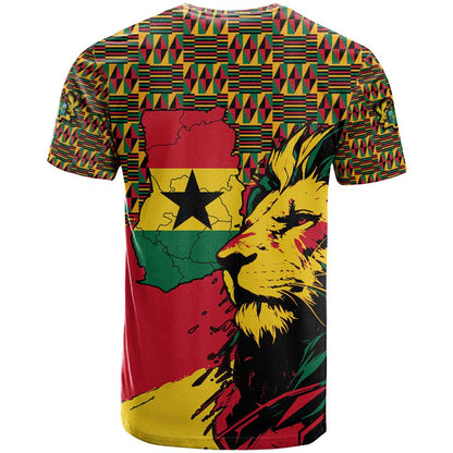 Ghana Lion T-Shirt - Map & Coat of Arms Grunge Style Design Graphic Tee
