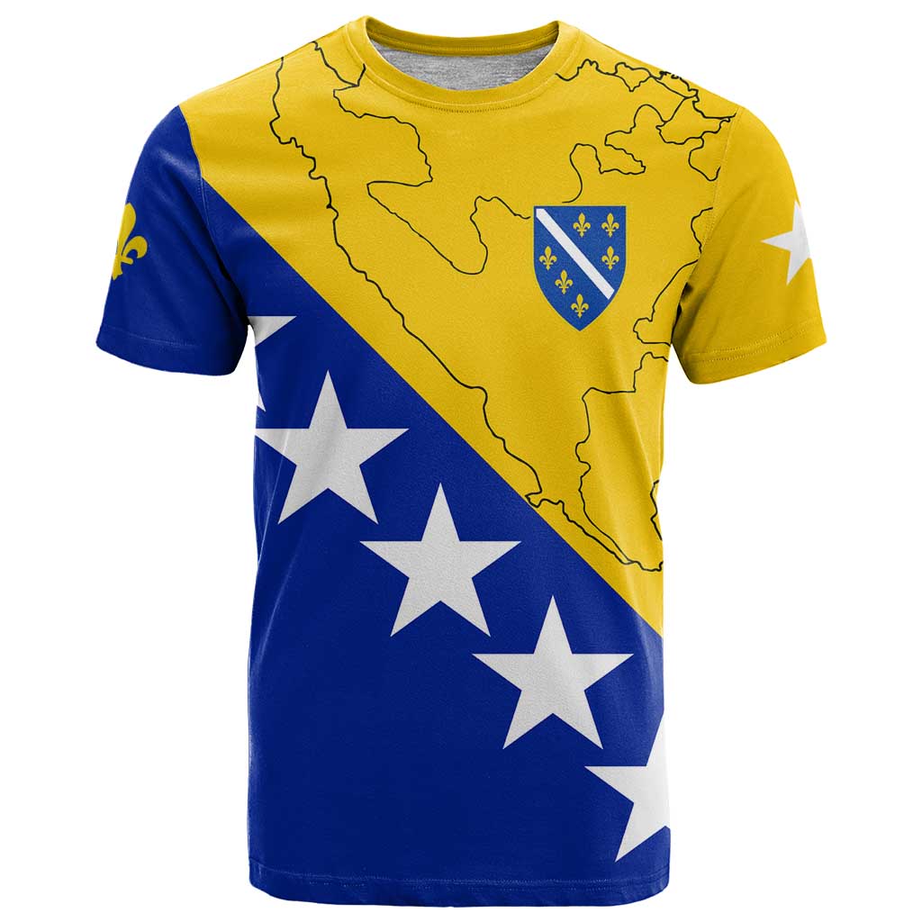 Bosnia and Herzegovina T-Shirt Flag and Coat of Arms Hoodie Unique Combination Design Graphic Tee