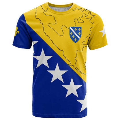 Bosnia and Herzegovina T-Shirt Flag and Coat of Arms Hoodie Unique Combination Design Graphic Tee