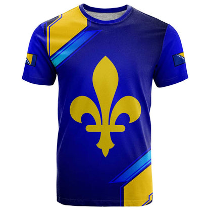 Bosnia and Herzegovina Coat of Arms T-Shirt Blend of National Colors & Symbols Graphic Tee
