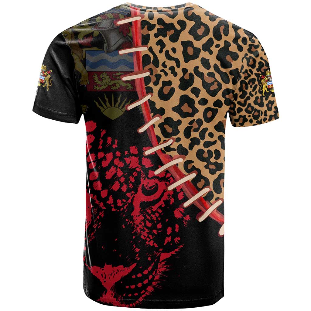 Malawi T-Shirt Coat of Arms & Leopard Print - Unique Motif Fusion Graphic Tee