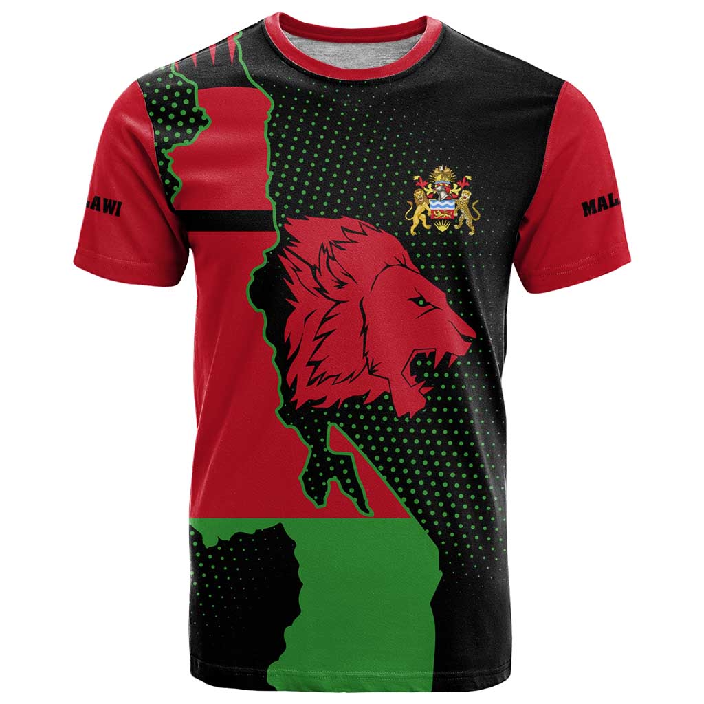 Malawi Map Shaped Lion T-Shirt Unique Country and Wildlife Fusion Design Graphic Tee