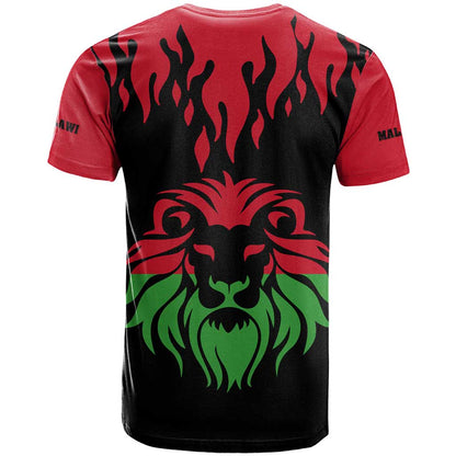Malawi Map Shaped Lion T-Shirt Unique Country and Wildlife Fusion Design Graphic Tee