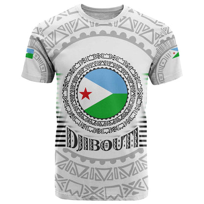 Djibouti Roots T-Shirt Urban Streetwear with African Tribal Design & Patriotic Elements Graphic Tee