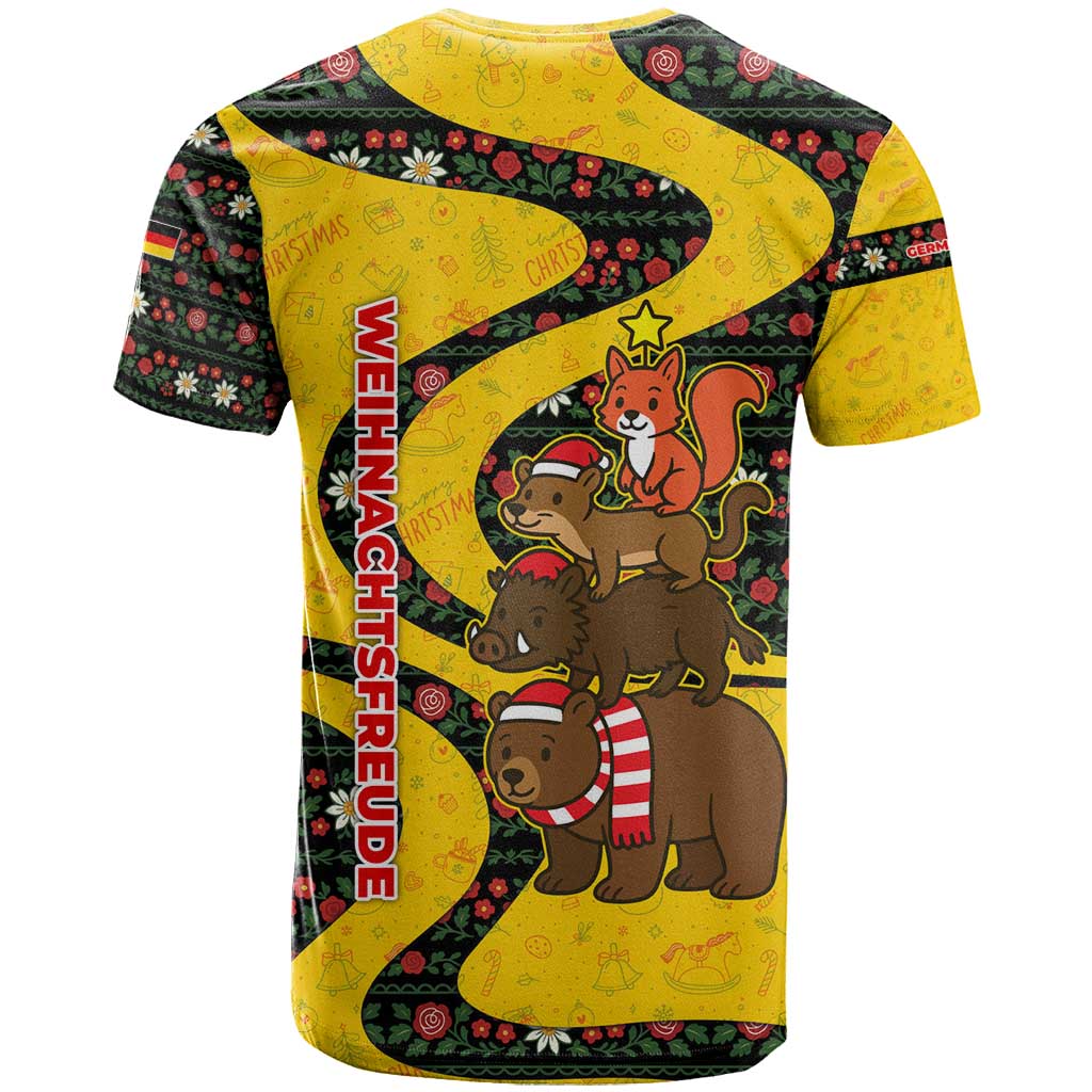Germany Christmas T-Shirt with Bear Boar Otter Squirrel and Holiday Pattern Design Graphic Tee