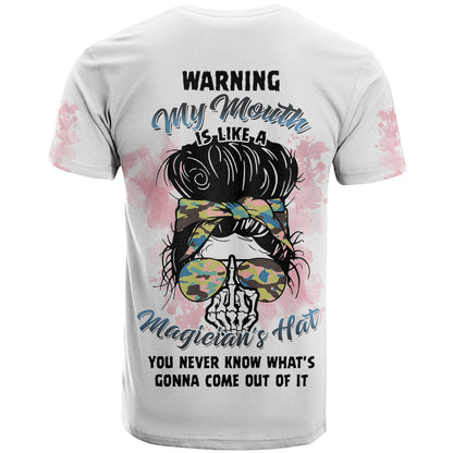 Warning My Mouth Messy Bun T-Shirt Graphic Tee