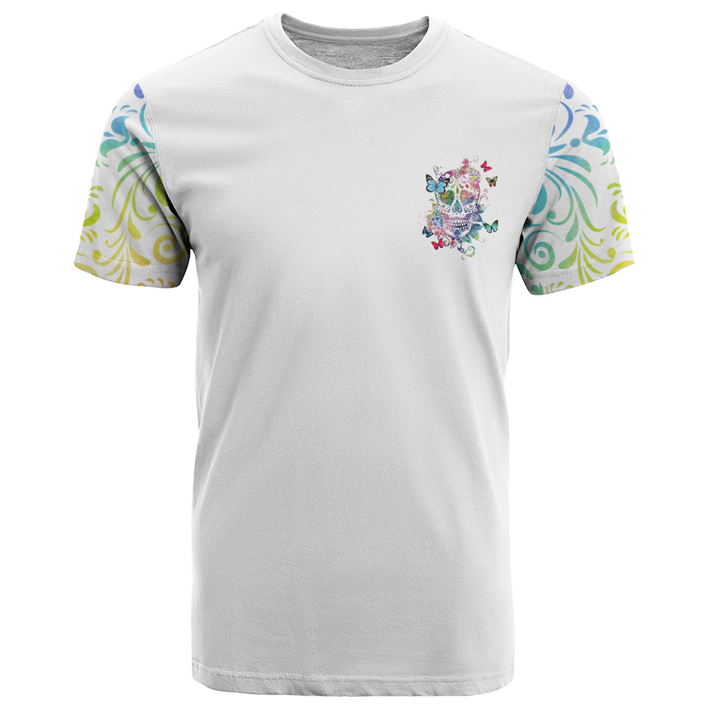 I Try To Avoid Drama Sugar Skull Colorful T-Shirt Graphic Tee