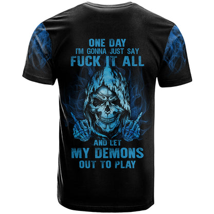 My Demons Out To Play Skull T-Shirt Graphic Tee