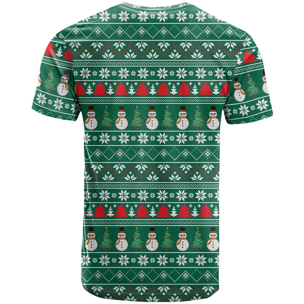 Bangladesh Christmas T-Shirt with Santa Claus in Traditional Outfit Snowman and Tree Pattern Graphic Tee