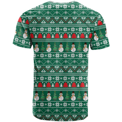 Bangladesh Christmas T-Shirt with Santa Claus in Traditional Outfit Snowman and Tree Pattern Graphic Tee