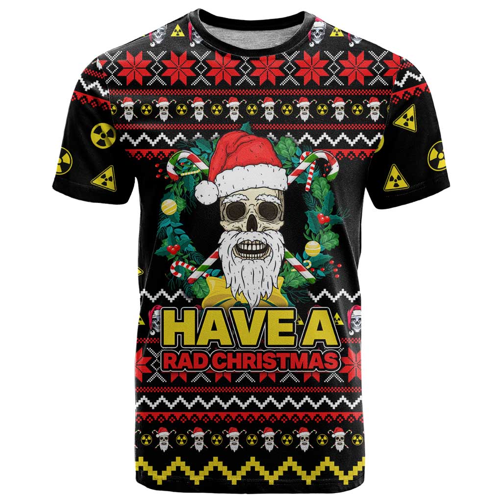 Skull Have A Rad Christmas T-Shirt Xmas Holiday Patterns Graphic Tee