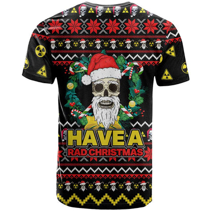 Skull Have A Rad Christmas T-Shirt Xmas Holiday Patterns Graphic Tee