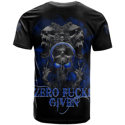Skull Butterfly Demon - Zero Fck Given T-Shirt Graphic Tee