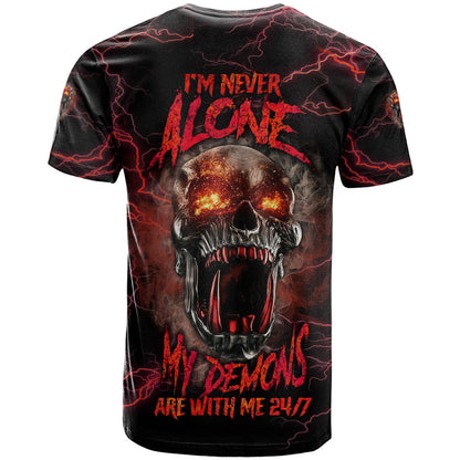 I'm Never Alone Skull Demon T-Shirt Graphic Tee