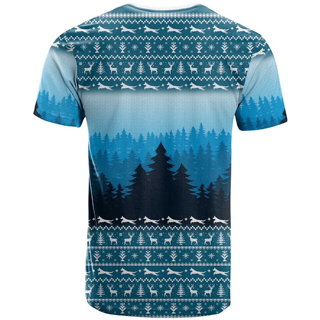 German Shepherd Christmas T-Shirt with Walking in a Wonderland Quote and Santa Forest Graphic Tee