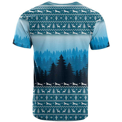 German Shepherd Christmas T-Shirt with Walking in a Wonderland Quote and Santa Forest Graphic Tee