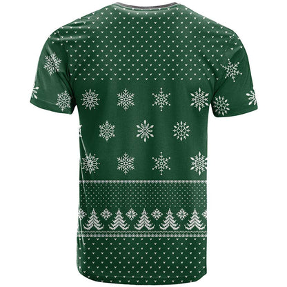 Funny Whiskey Christmas T-Shirt with Santa Holding Mug and We Whiskey You a Merry Christmas Quote Graphic Tee